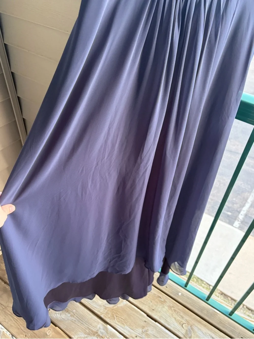 🆕🫐 Eliza J Navy Blue Chiffon Hi-Lo Dress Size 10 Formal Evening Wedding Guest - Picture 15 of 17